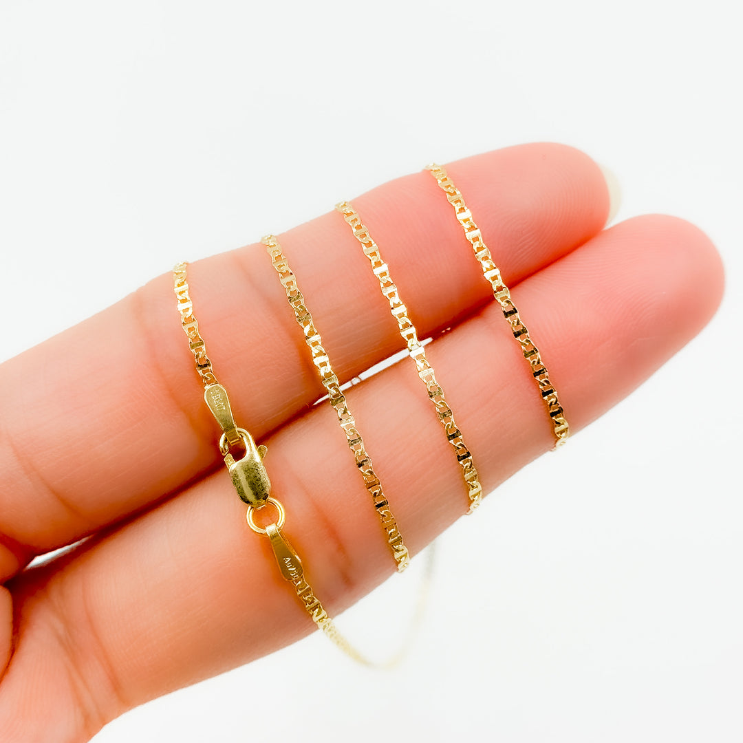 030FLP120T218K. 18K Solid Gold Flat Marina Link Chain