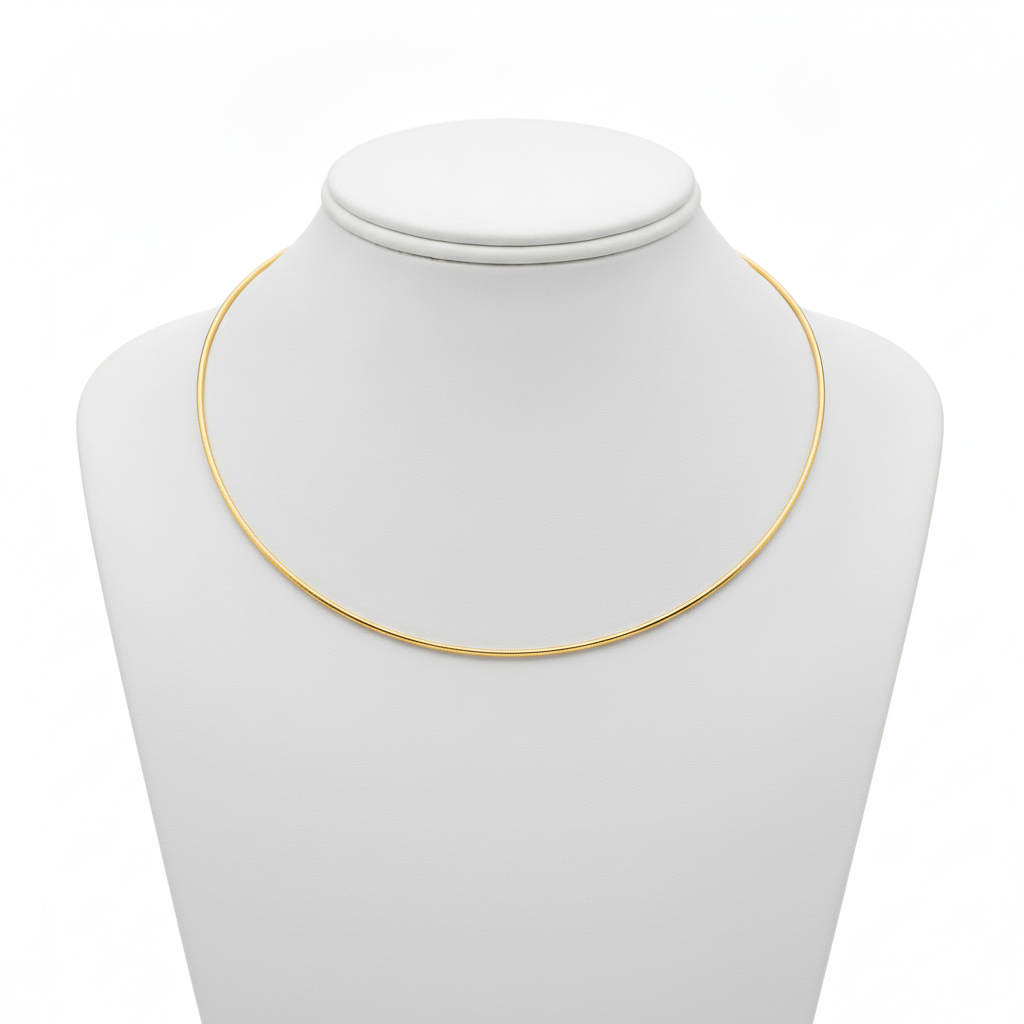 BOZ1. Sterling Silver Gold Plated Cord Choker Necklace