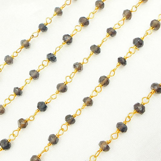 Smoky Quartz Organic Shape Wire Chain