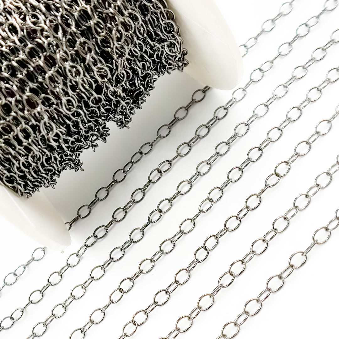 Black Rhodium Sterling Silver Rolo Chain
