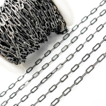 Black Rhodium Sterling Silver Matt Paperclip Chain