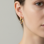 Load image into Gallery viewer, GER32. 14K Solid Gold Twist Round Classic Hollow Hoop Earrings