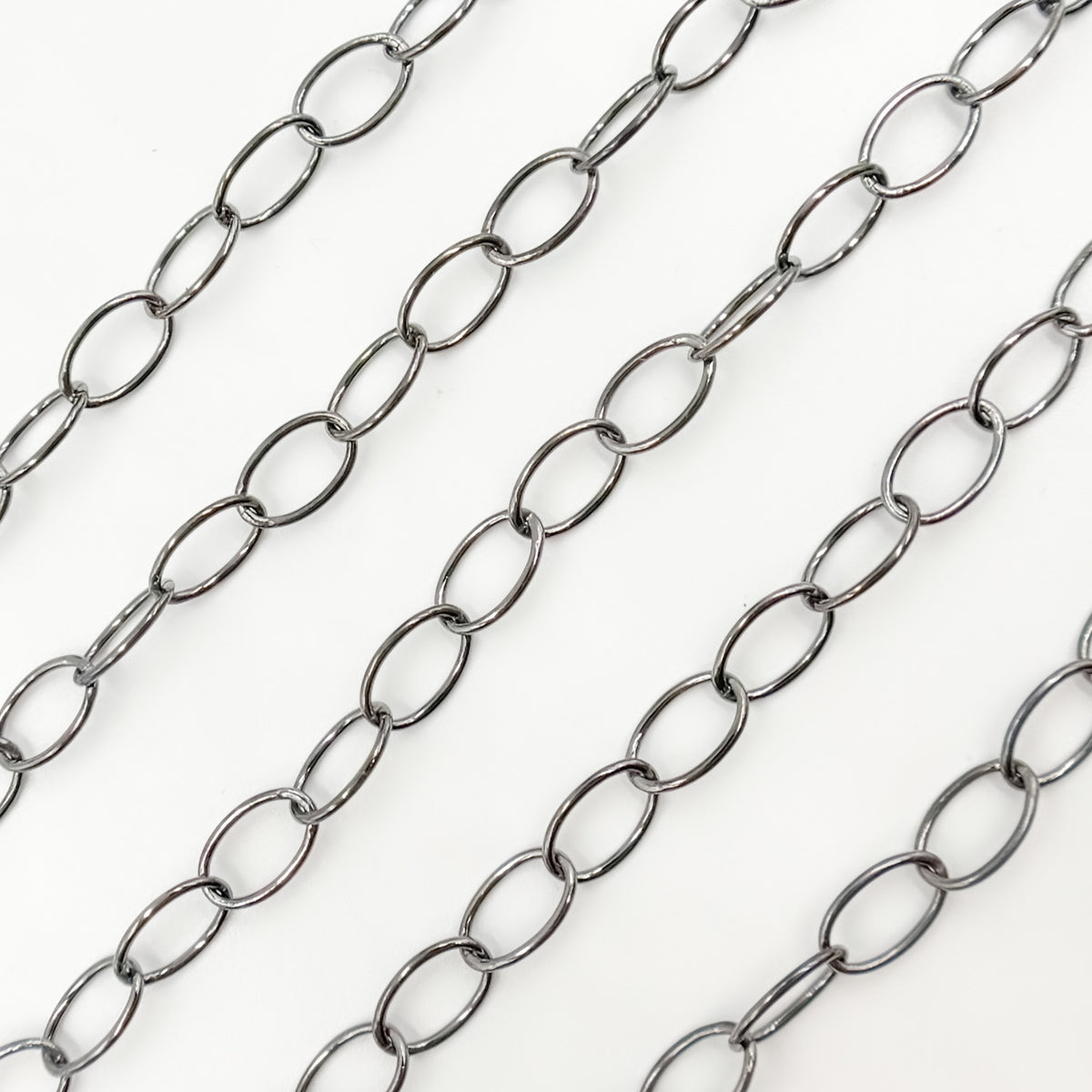 lack Rhodium Sterling Silver Oval Link Chain