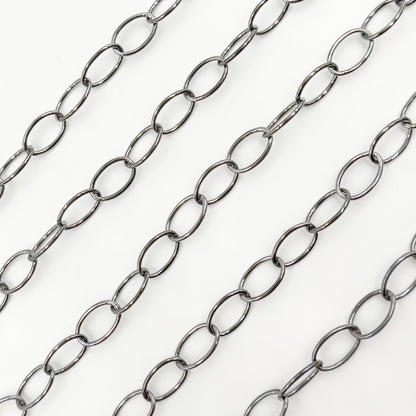 lack Rhodium Sterling Silver Oval Link Chain