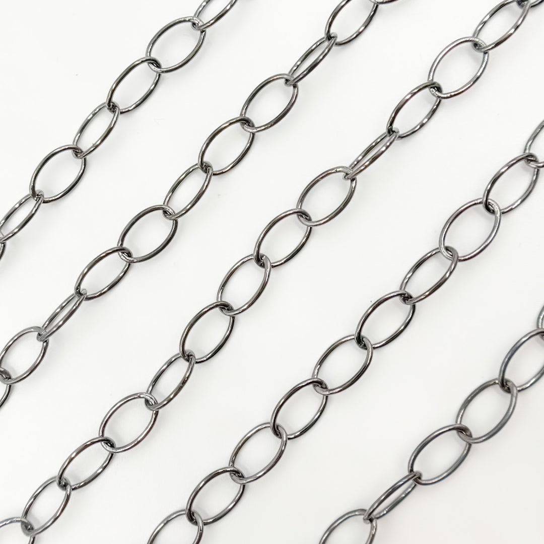 lack Rhodium Sterling Silver Oval Link Chain