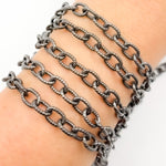 Load image into Gallery viewer, Black Rhodium Sterling Silver Twisted Oval Link Chain