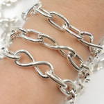 Load image into Gallery viewer, 566MTSS. Sterling Silver Hollow Smooth Oval &amp; Infinity Links Chain
