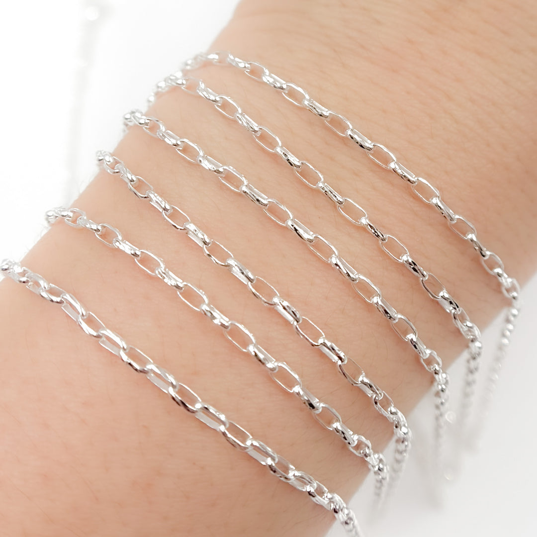 Y128SS. Sterling Silver Diamond Cut Box Link Chain