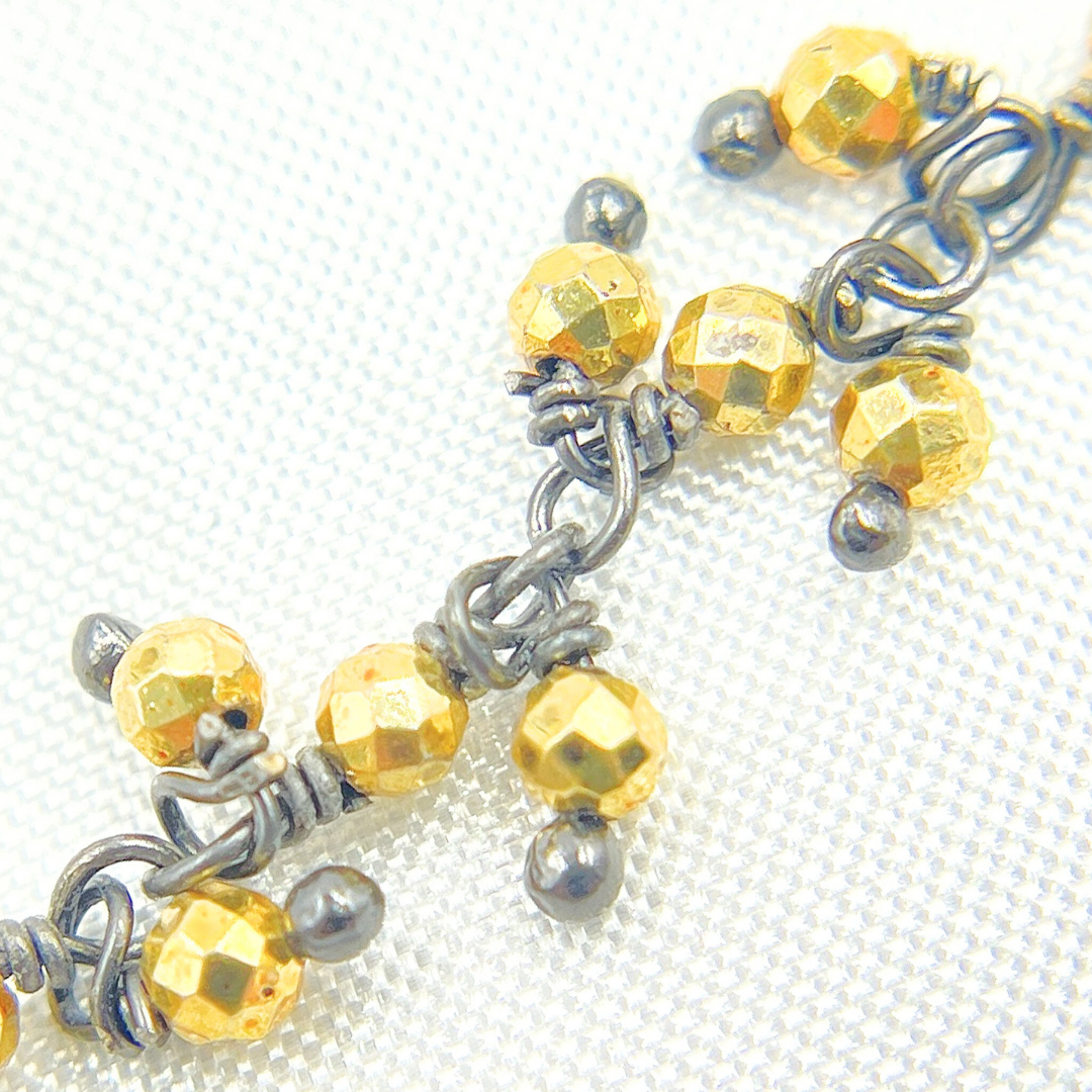 Golden Pyrite Cluster Dangle Oxidized Wire Chain.
