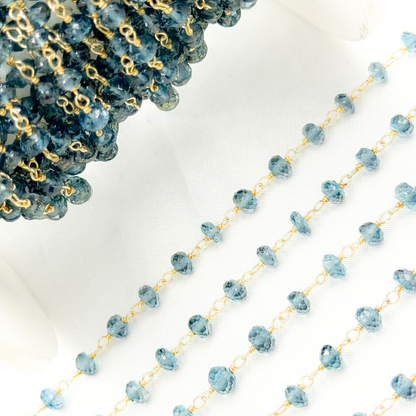 London Blue Topaz Gold Plated 925 Sterling Silver Wire Chain.
