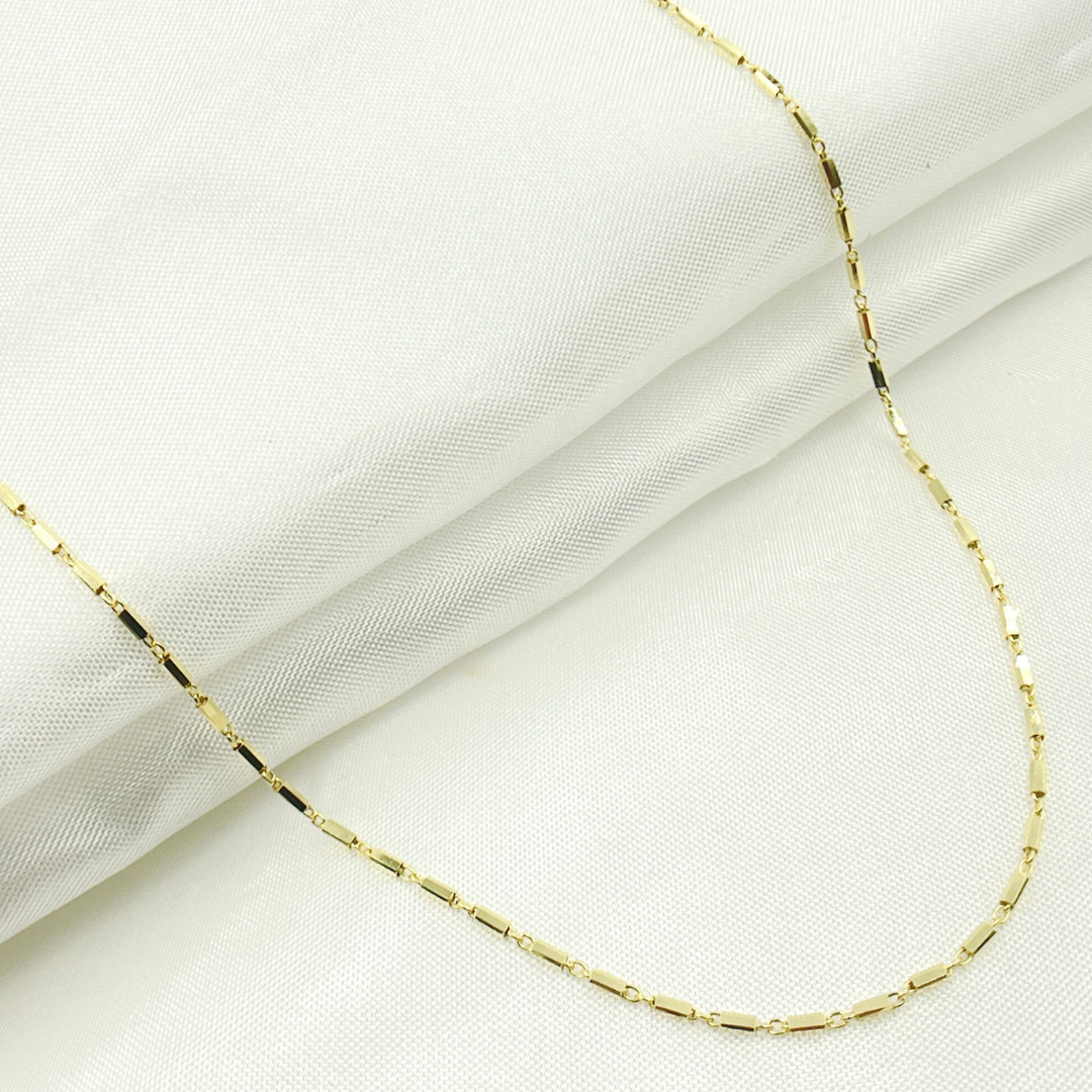 025R02E0TP0L8L. 14k Solid Yellow Gold Bars Link Chain