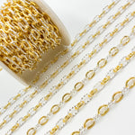 Load image into Gallery viewer, V308TT. Gold Filled and Silver Mixed Link Cable Chain - Smooth &amp; Diamond Cut Links