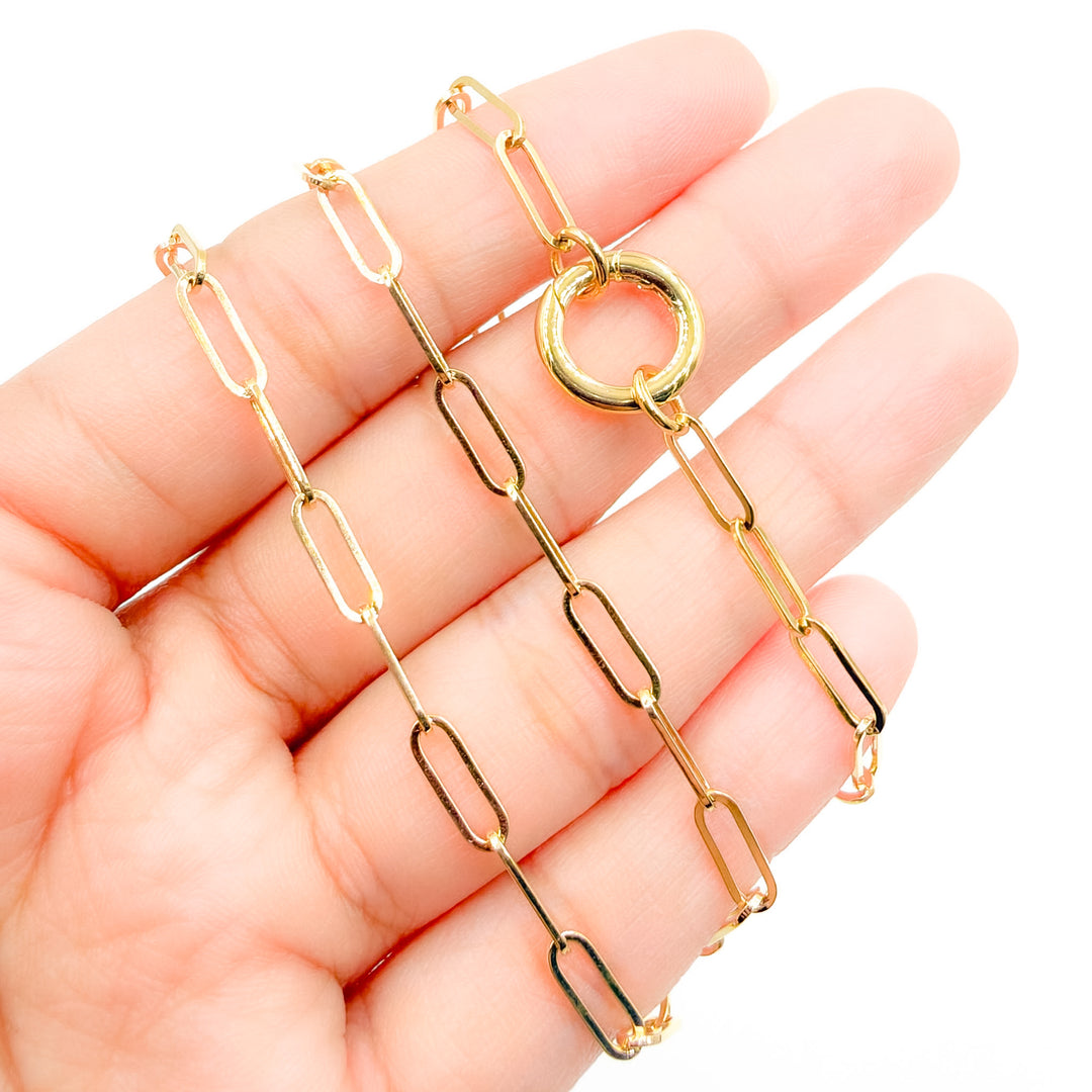 070KR0124169. 14K Yellow Gold Flat Paperclip Necklace