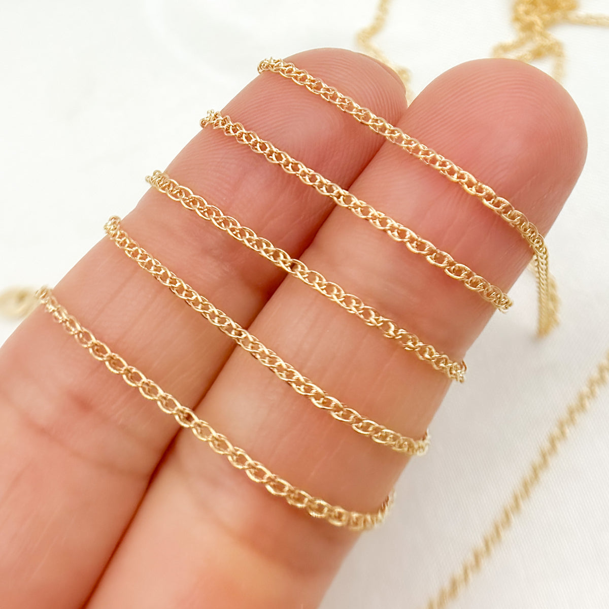 14K Solid Gold Wheat Chain