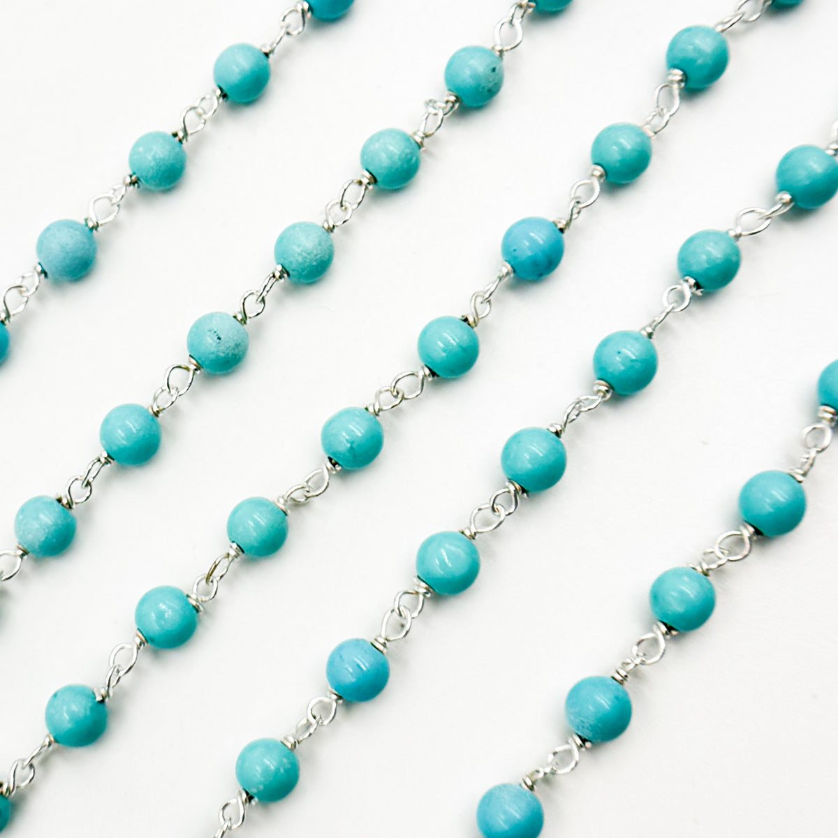 Turquoise Dainty Bead Sterling Silver Wire Chain