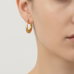 Load image into Gallery viewer, GER176. 14k Yellow Gold Croissant Small Hollow Hoops
