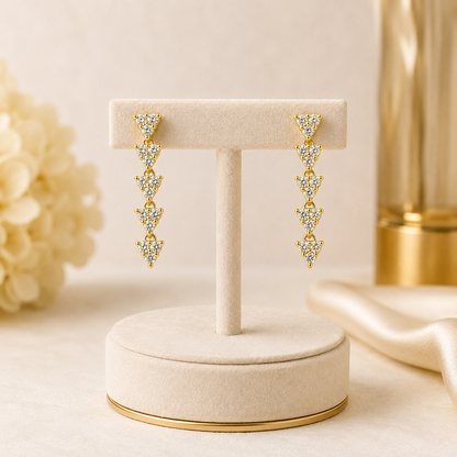 EFG52163. 14K Solid Gold Diamond Dangle Earrings
