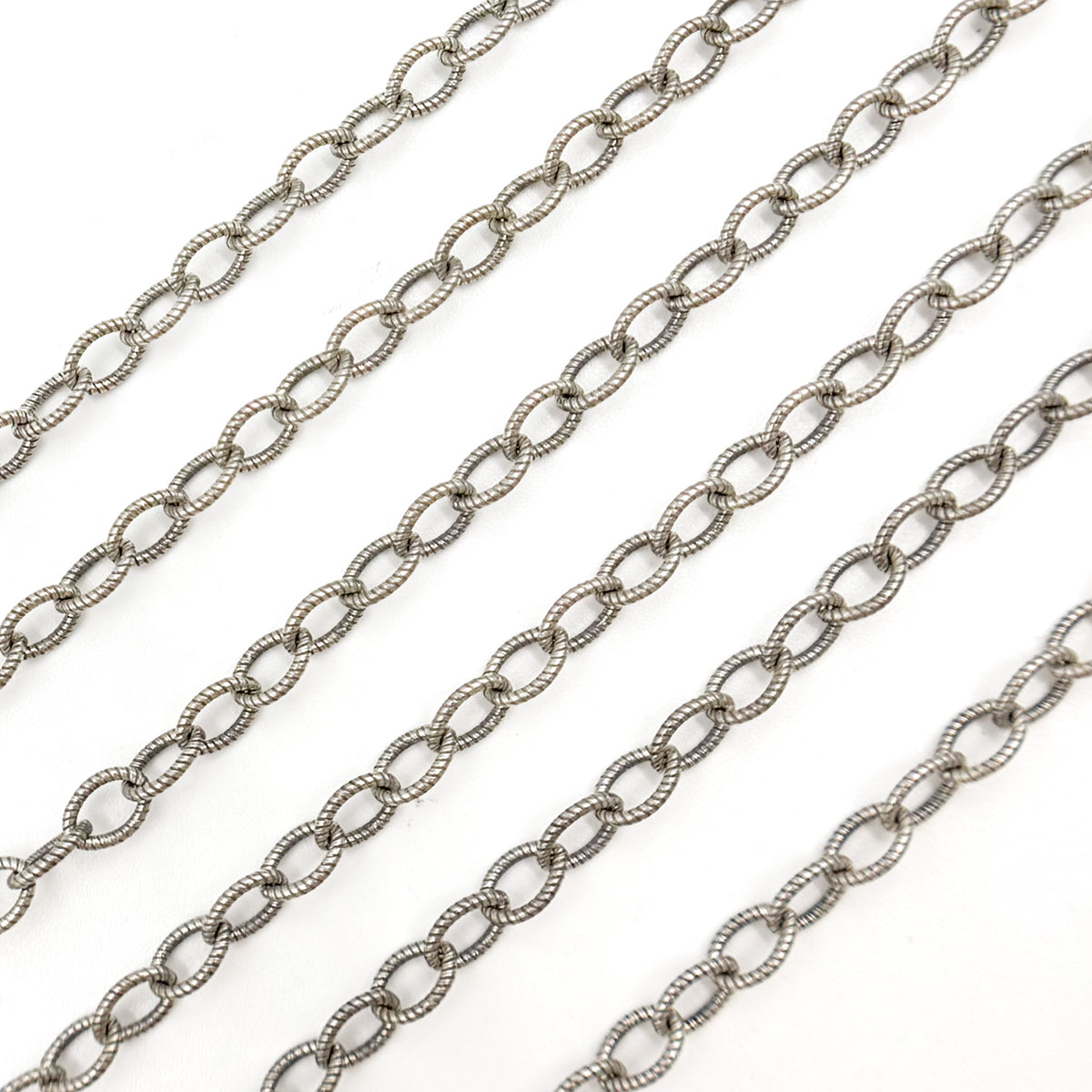 Oxidized Sterling Silver Twisted Oval Link Chain