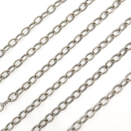 Oxidized Sterling Silver Twisted Oval Link Chain