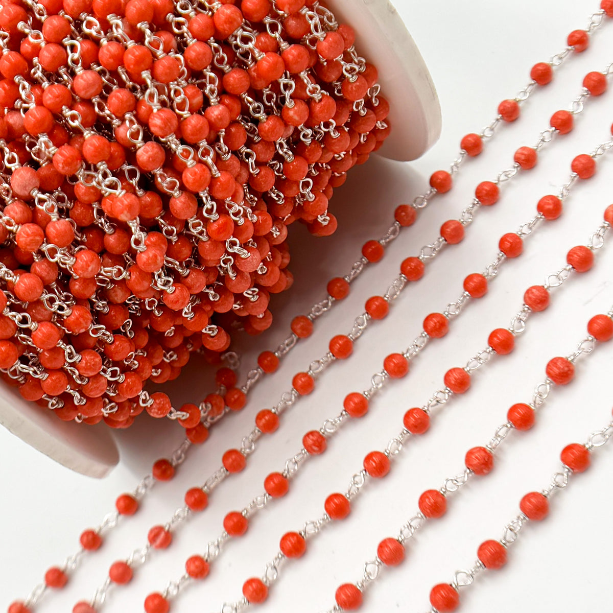 Coral Sterling Silver Wire Chain
