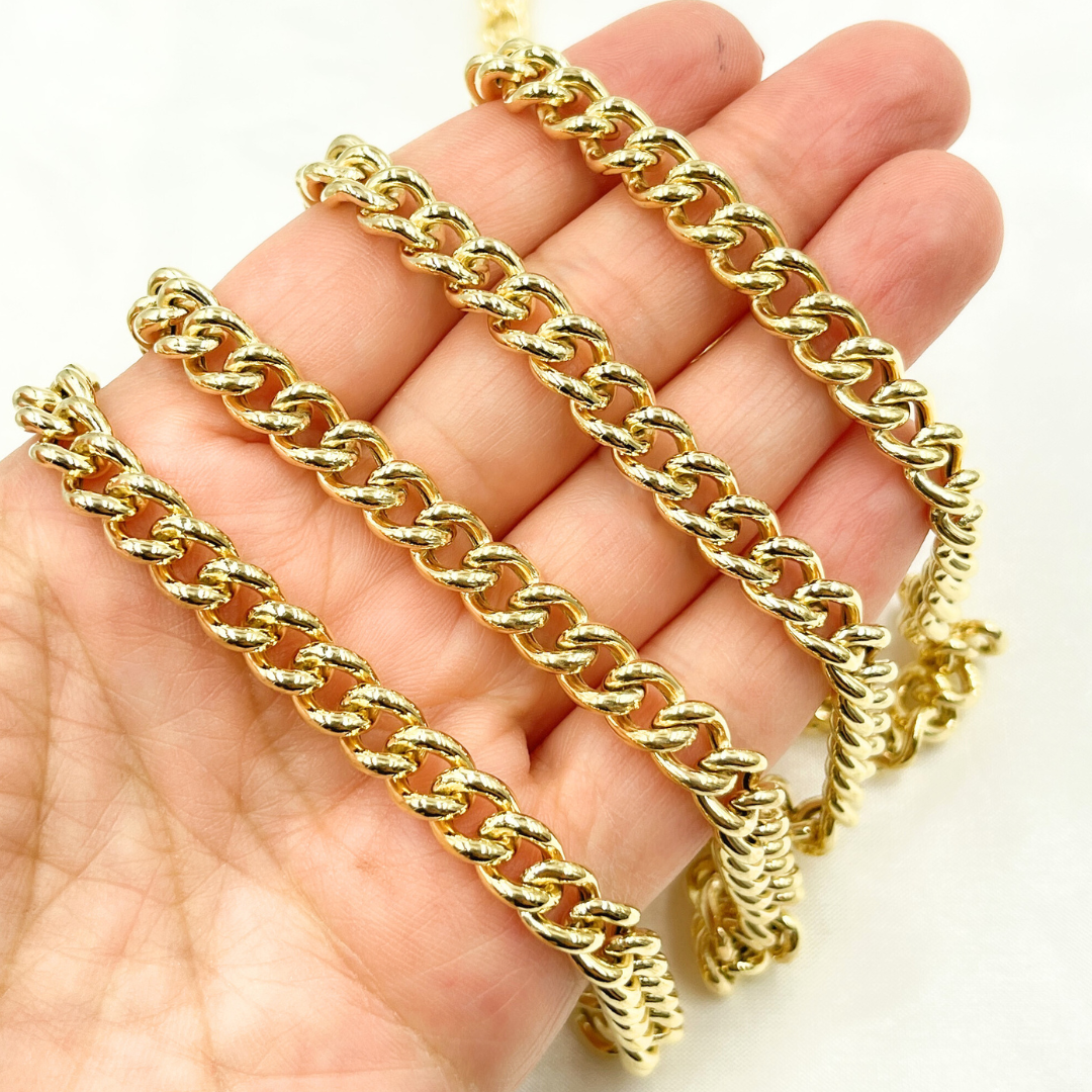 Gold Plated 925 Sterling Silver Hollow Curb Chain. Y4GP