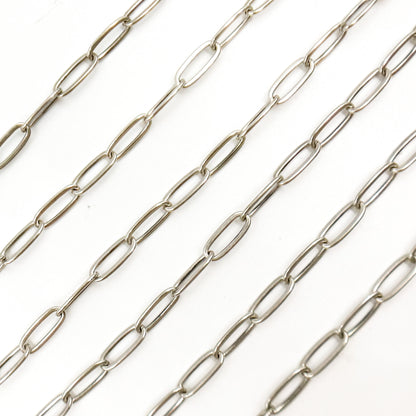 Oxidized Sterling Silver Flat Paperclip Chain
