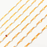 Load image into Gallery viewer, Gold Filled White Color Enamel Marina Link Chain
