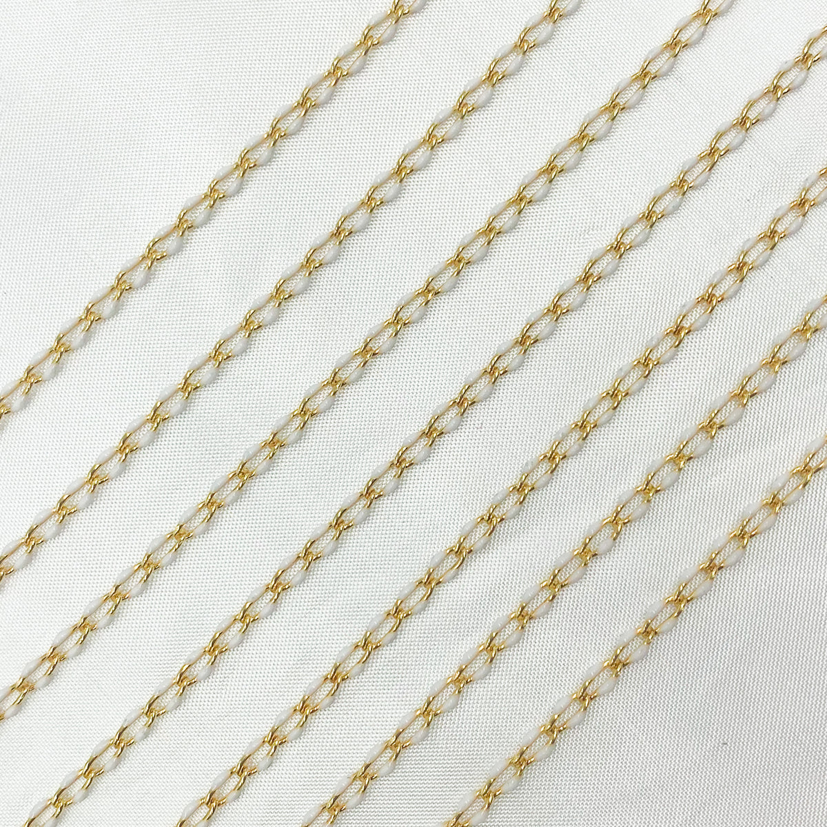 Sterling Silver Gold Plated White Enamel Cable Link Chain