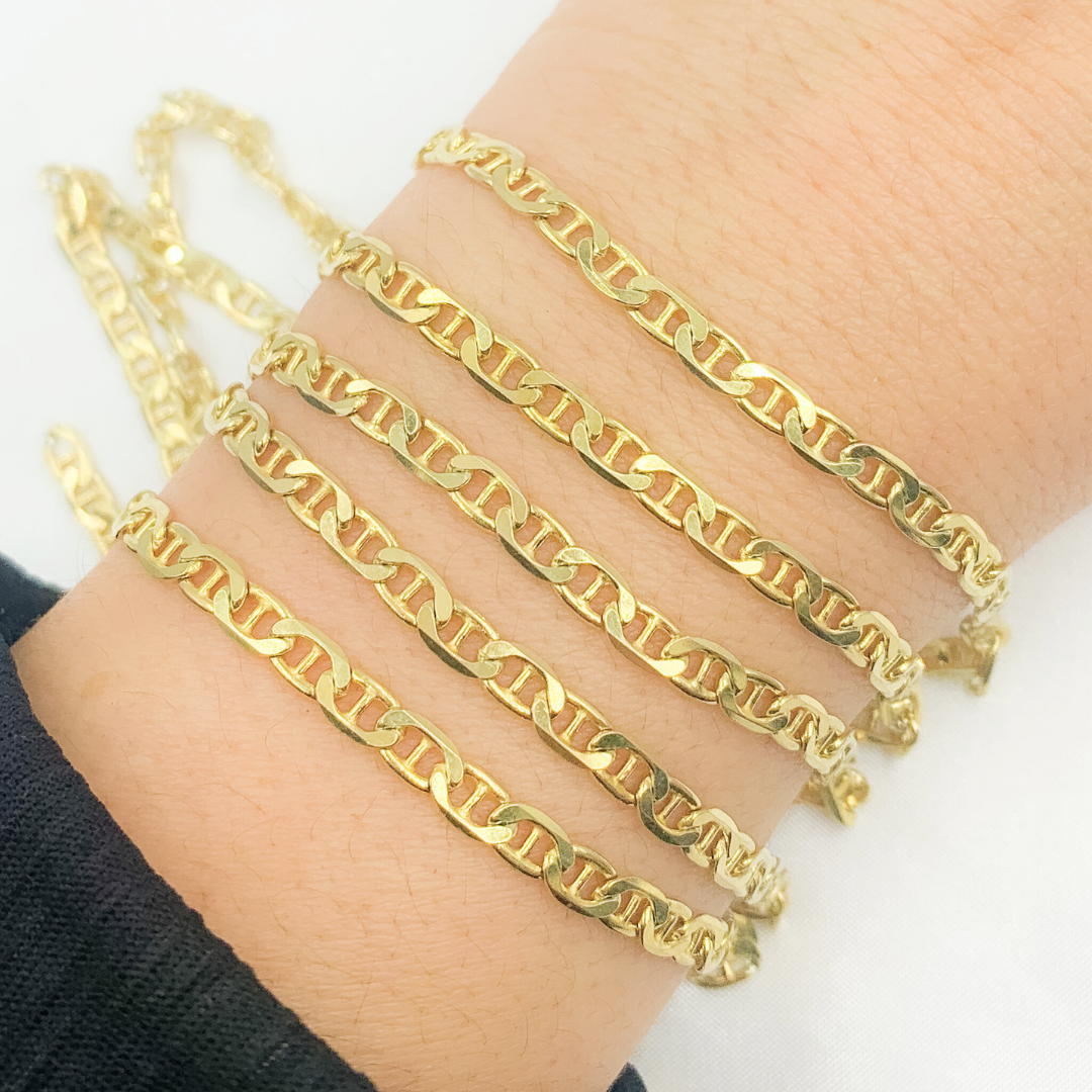 Y66GP. Gold Plated 925 Sterling Silver Flat Marina Chain