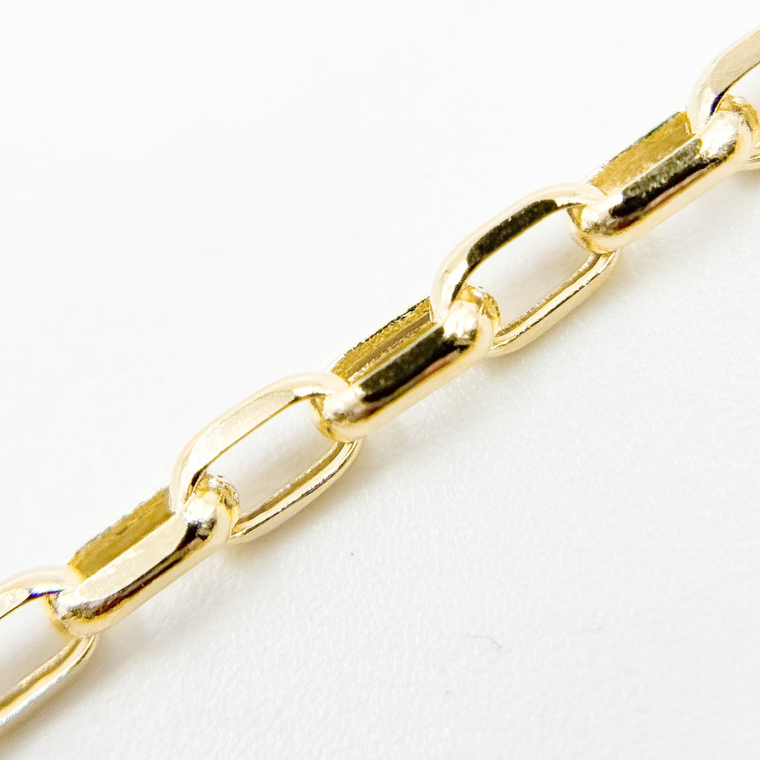 100HVR5614000. 14K Solid Yellow Gold Diamond-Cut Oval Rolo Hollow Chain Necklace