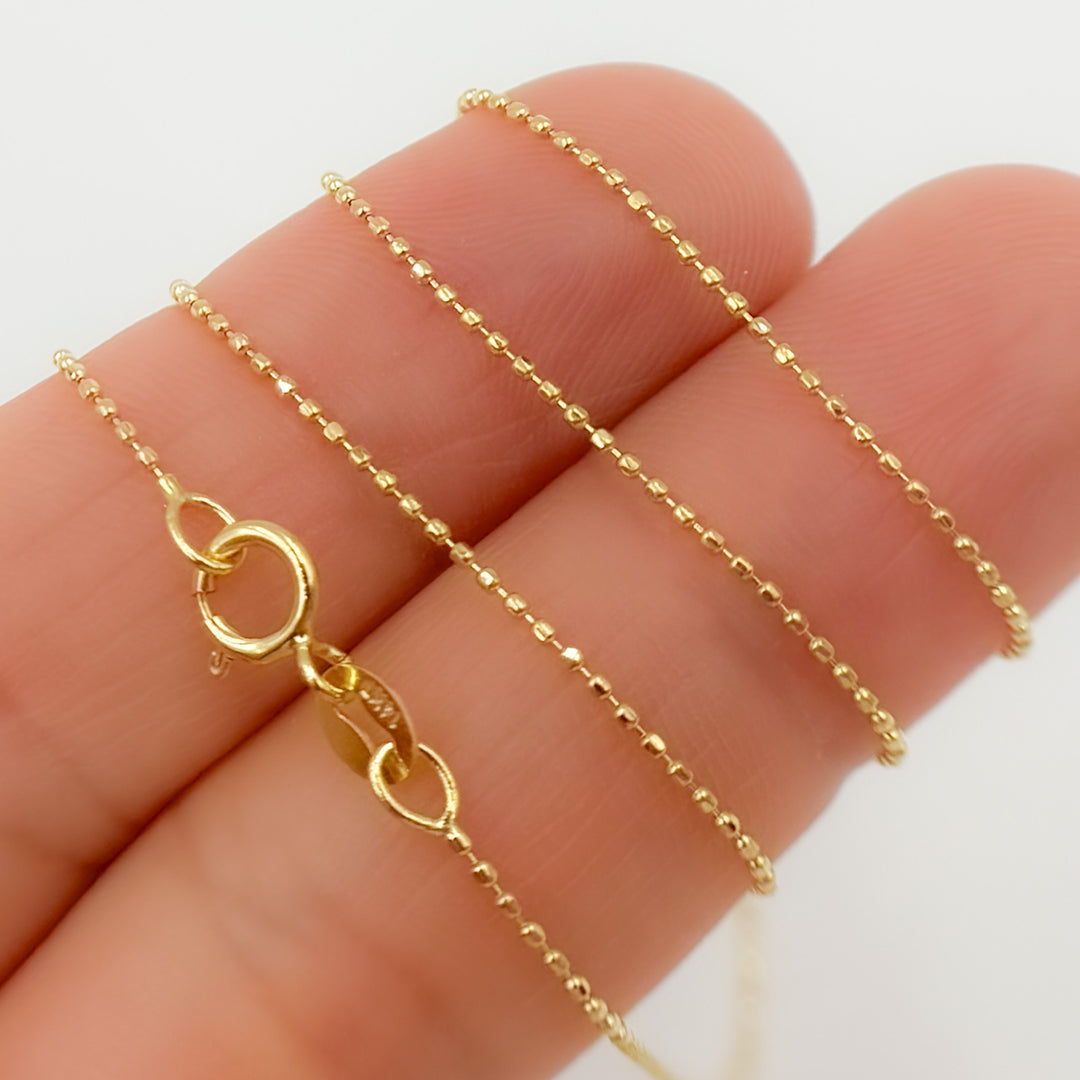 14K Solid Gold Diamond Cut Ball Chain