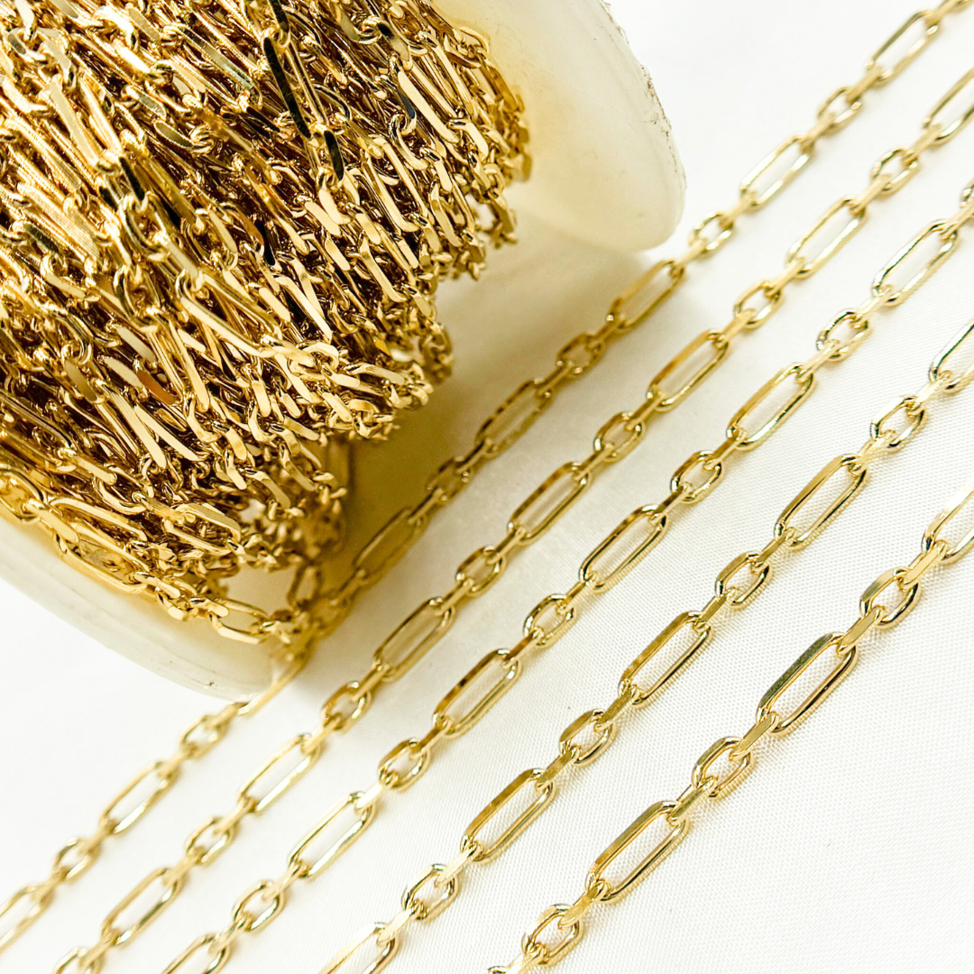 Gold Plated 925 Sterling Silver Diamond Cut Paperclip Link Chain