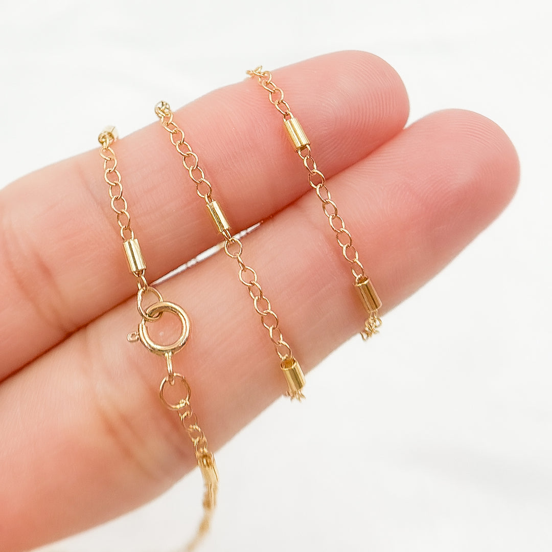 14K Gold-Filled Satellite Tube Finish Necklace. 1203D2