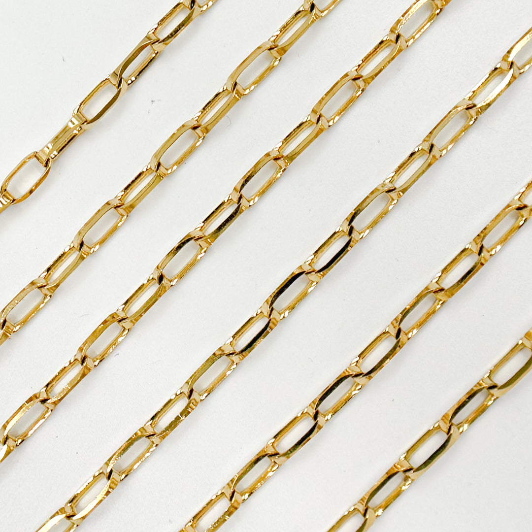 Gold Plated Sterling Silver Rectangular Link Chain