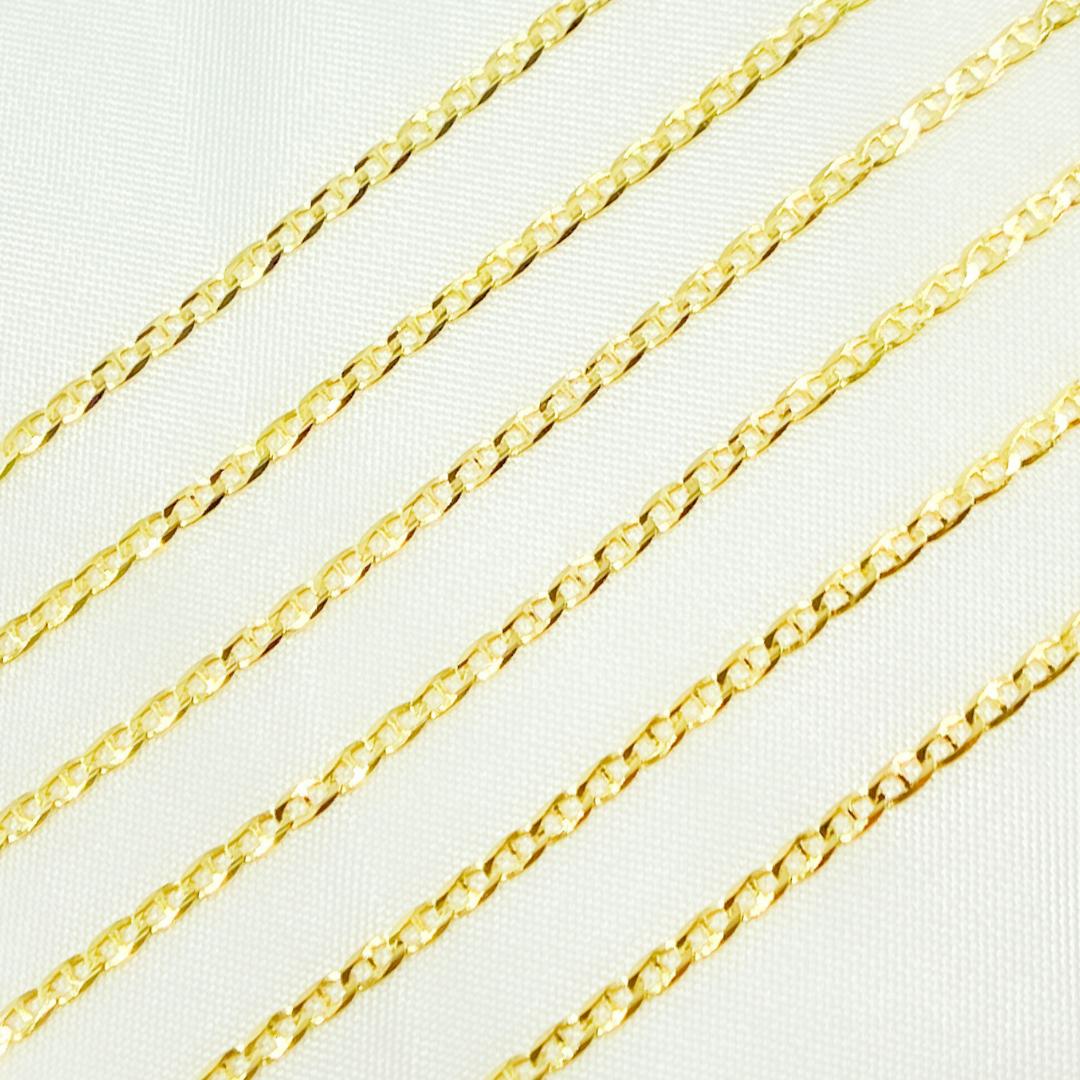 14k Solid Gold Flat Marina Link Chain