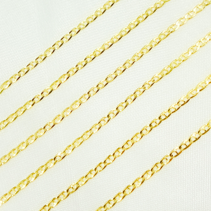 14k Solid Gold Flat Marina Link Chain