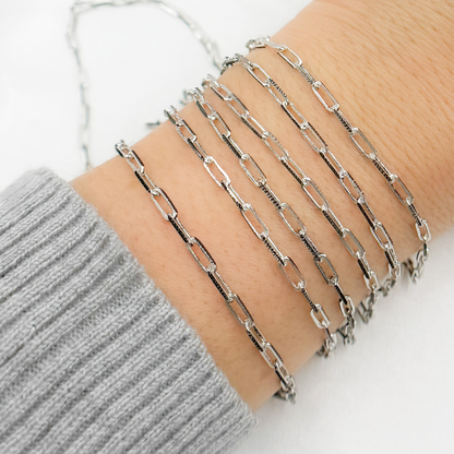 Two Tone Black Rhodium and 925 Sterling Silver Paperclip Chain