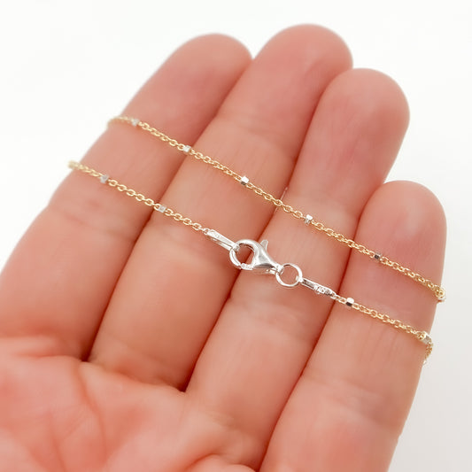 Gold Plated Sterling Silver Chain with Silver Cubes