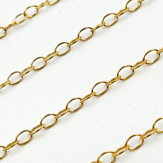 V100GP. Gold Plated Sterling Silver Oval Cable Chain