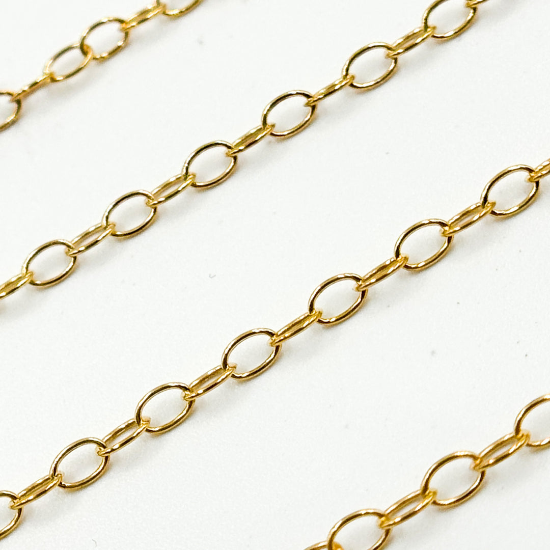 V100GP. Gold Plated Sterling Silver Oval Cable Chain