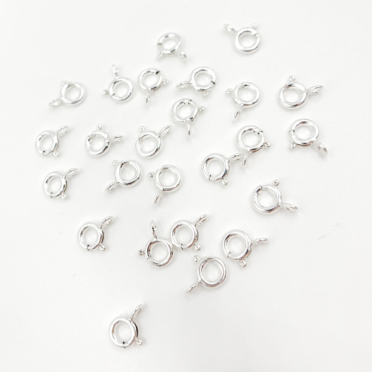  6MM White Sterling Silver Spring Ring Clasp