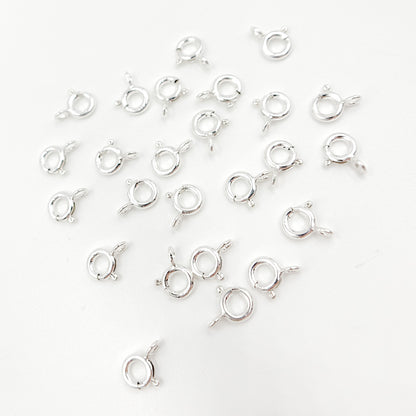  6MM White Sterling Silver Spring Ring Clasp