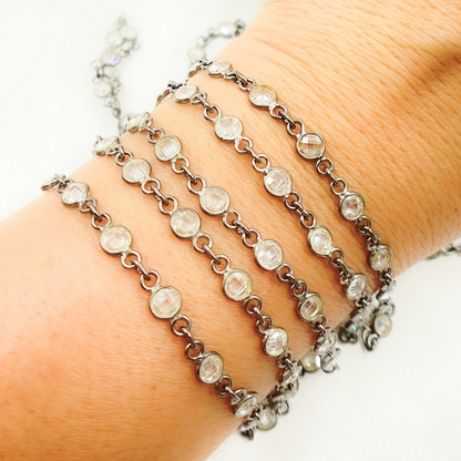 Cubic Zirconia Round Shape Connected Chain
