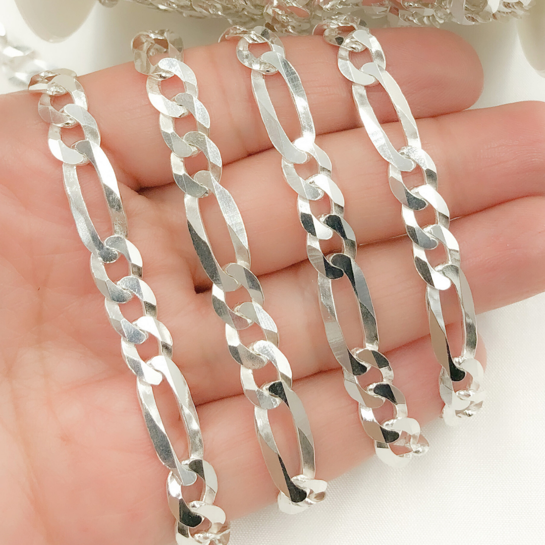 925 Sterling Silver Flat Figaro Chain. Y85SS