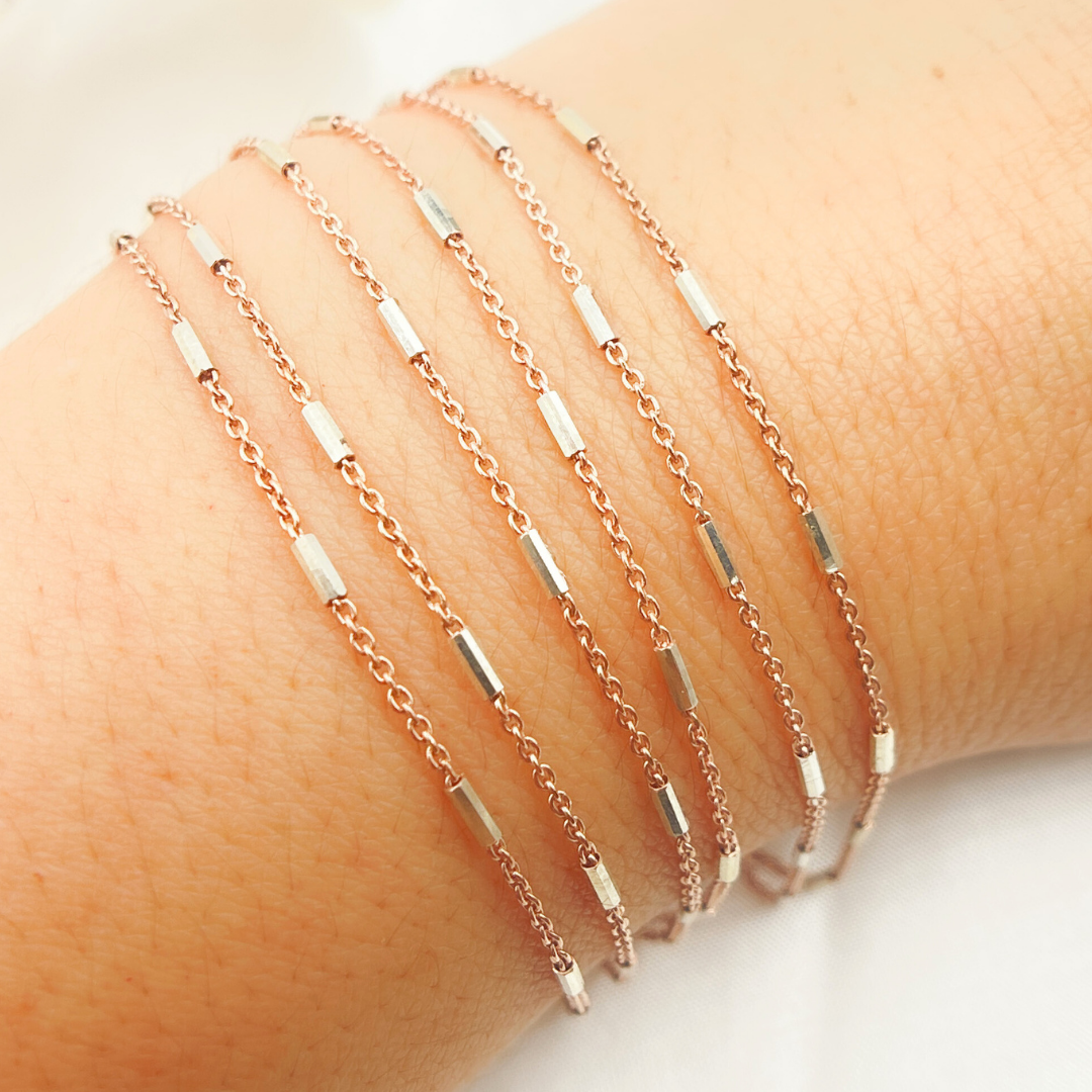 Rose Gold Plated Sterling Silver Satellite Tube Chain