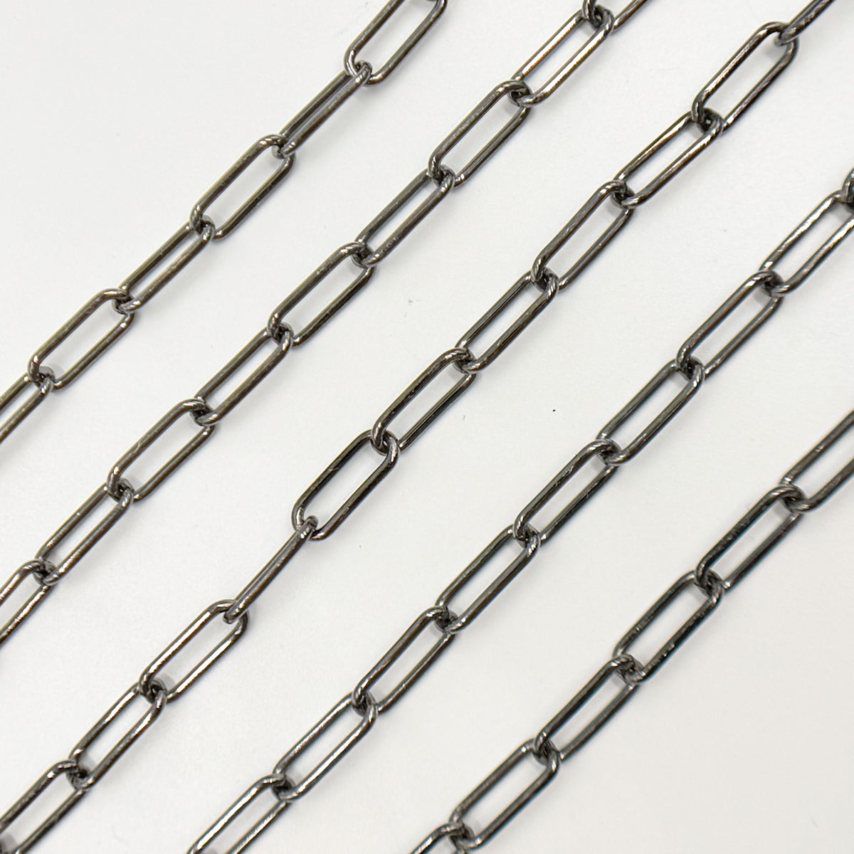 Black Rhodium Sterling Silver Smooth Paperclip Chain