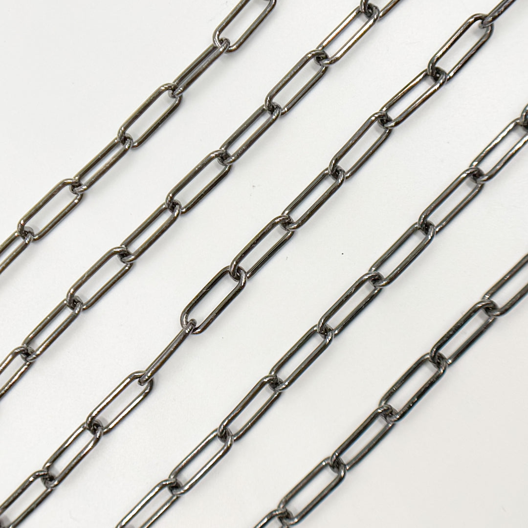 Black Rhodium Sterling Silver Smooth Paperclip Chain