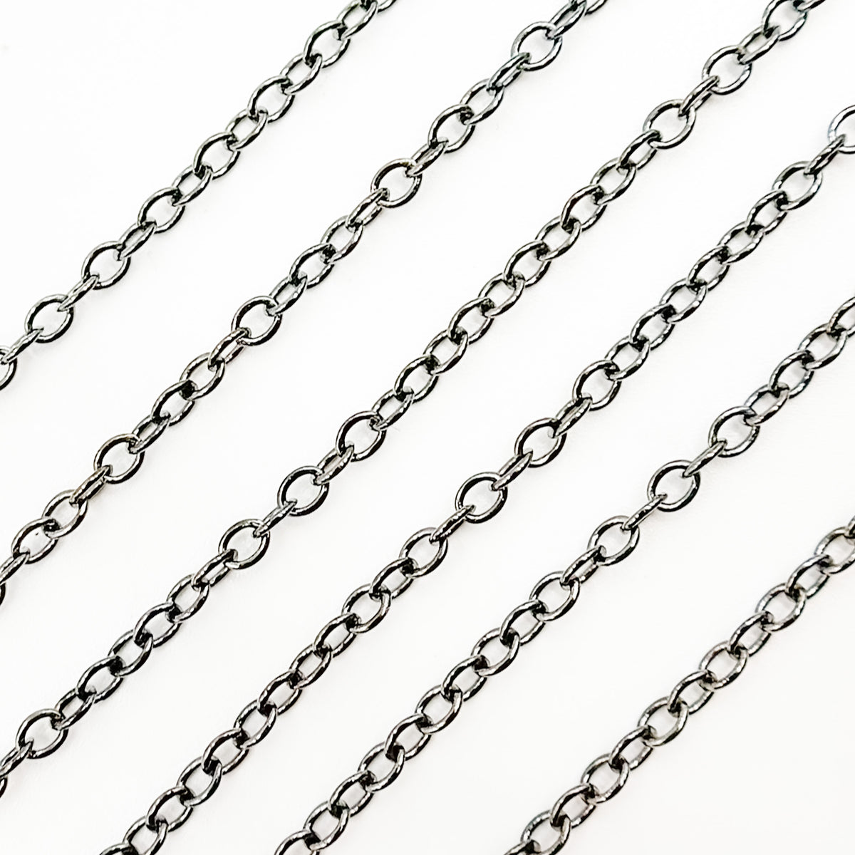 Black Rhodium Sterling Silver Smooth Oval Link Chain