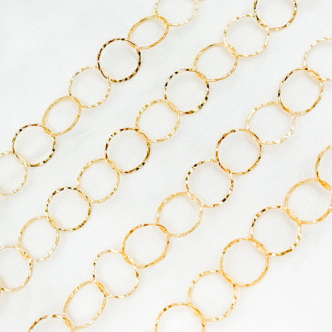 693KGF. 14K Gold-Filled Hammered Round Link Chain