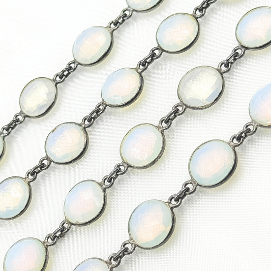 Opalite Round Shape Oxidized Wire Chain.